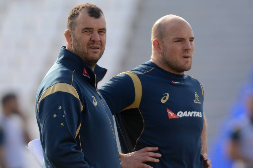 Power couple: Greg Martin says the Wallabies have the right leadership mix with Michael Cheika and Stephen Moore. Photo: Getty Images