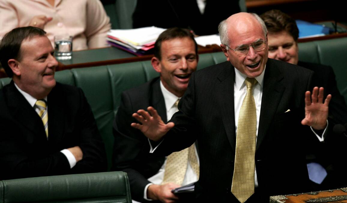 Then Treasurer Peter Costello and Prime Minister John Howard in House of Representatives, 2007. Photo: Glen McCurtayne