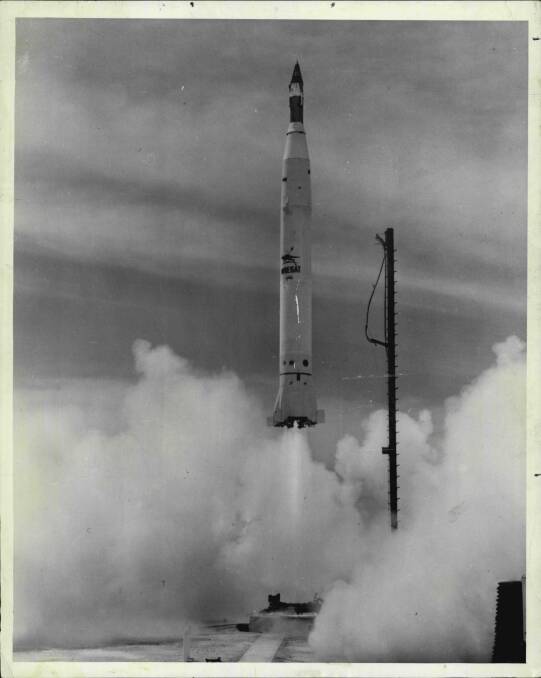 The rocket bearing the WRESAT satellite launches from Woomera in November 1967. Photo: Fairfax Media