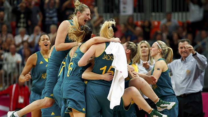 Fourth-quarter joy ... the Aussies celebrated, but victory was ultimately beyond them. Photo: Reuters