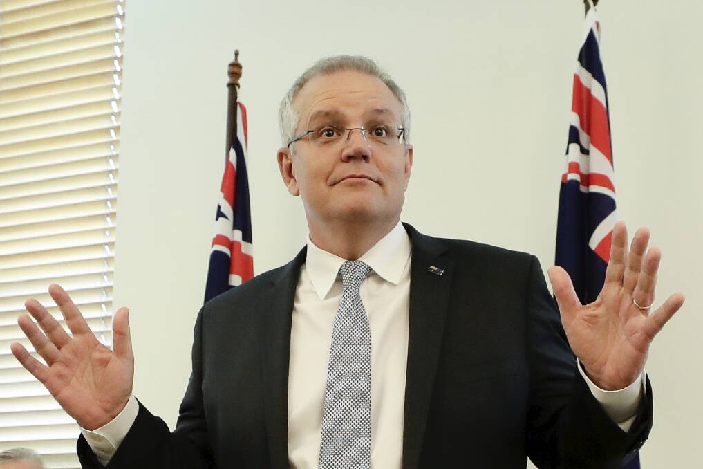 Prime Minister Scott Morrison. If he can present himself as just a little bit Hawkesque or Howardesque he stands a chance at the next election. Photo: Alex Ellinghausen