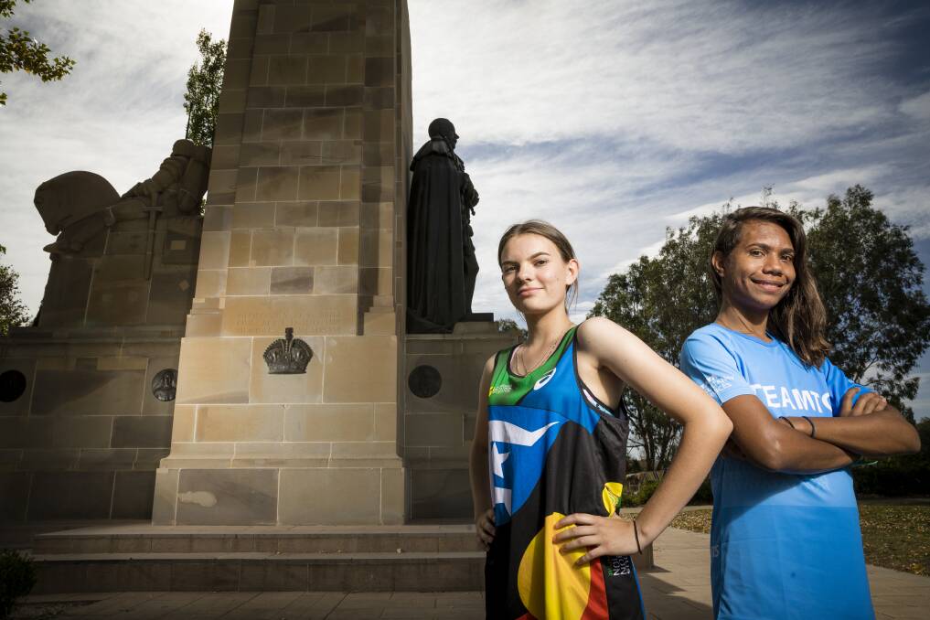 Catherine Ralph and Jesse Hunter, both 15, made the trip from Kakadu to run in this weekend's Australian Running Festival. Photo: Sitthixay Ditthavong