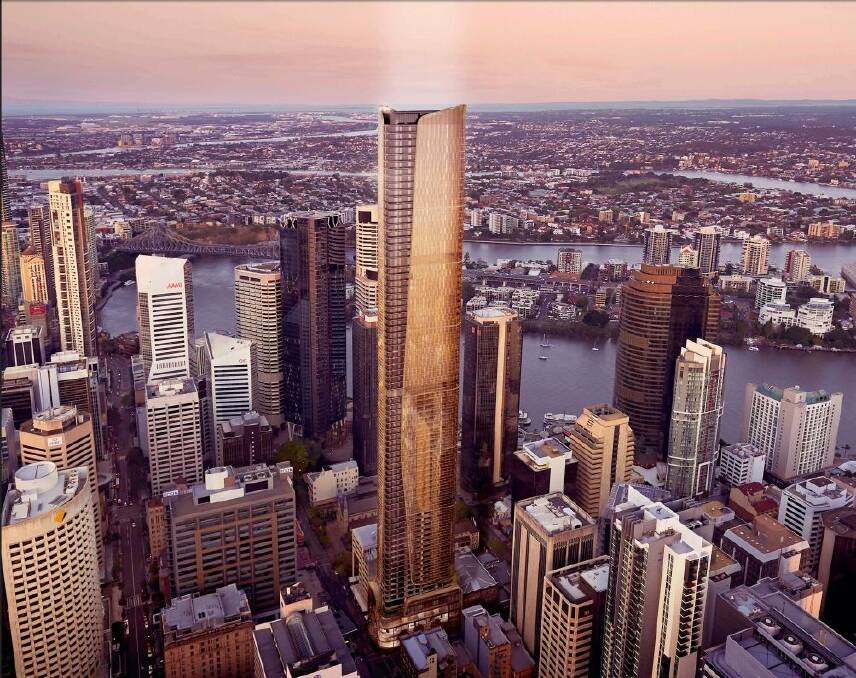 An artists' impression of Aria Property Group's proposed 274-metre tower at 155 Edward Street, Brisbane. Photo: Supplied
