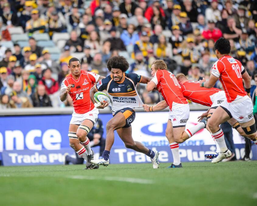 Henry Speight was the Brumbies' man of the match against the Sunwolves after a brilliant individual effort. Photo: Sitthixay Ditthavong