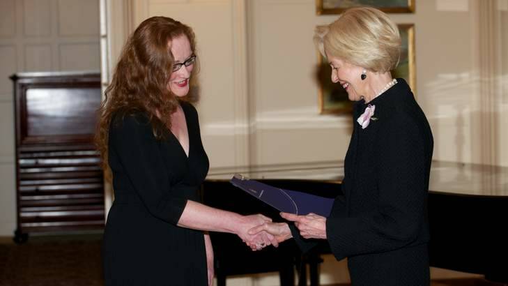 Dianna Nixon, left, receiving a Churchill Fellowship from Governor-General Quentin Bryce. Photo: The Winston Churchill Memorial T