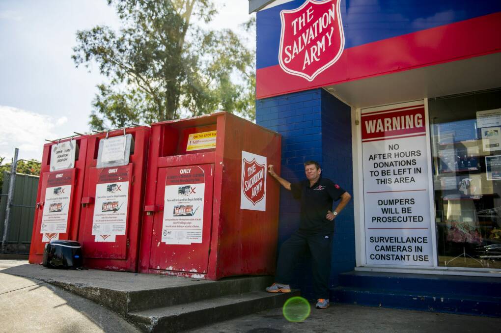 Salvos stores area manager Tony O'Connell outside the Fyshwick storefront. Photo: Jay Cronan
