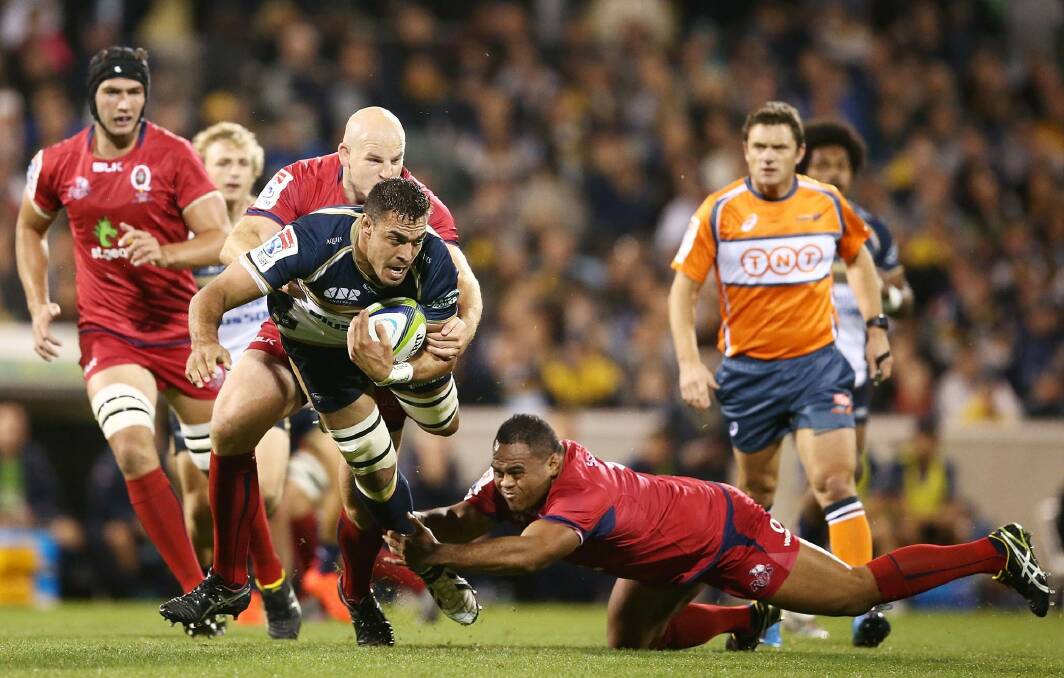 Rory Arnold of the Brumbies is tackled. Photo: Getty