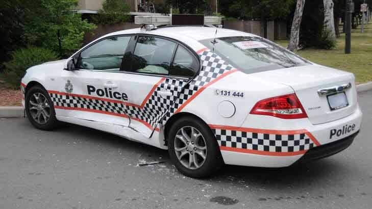 The damaged police car. Photo: ACT Policing