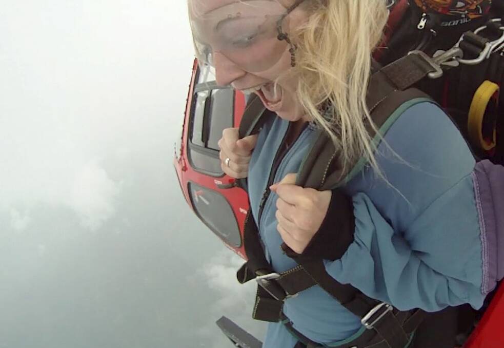 Emma Carey about to jump at the start of her ill-fated skydive. Photo: Supplied