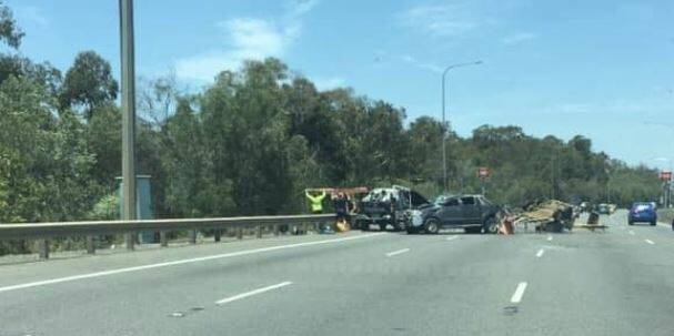 Murrumba Downs crash forces lane closures on the Bruce Highway, Queensland. Photo: Twitter