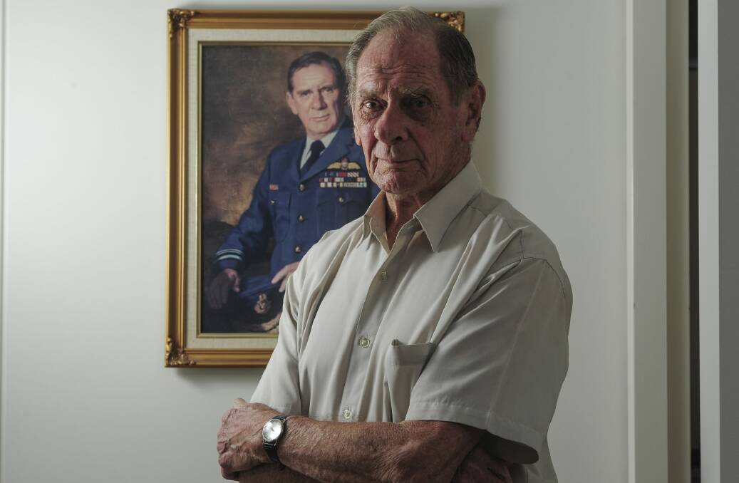 Retired Air Marshal David Evans, at his home in Kingston. He is a former Chief of Air Force and was involved in the Berlin airlift in WWII. Photo: Graham Tidy 