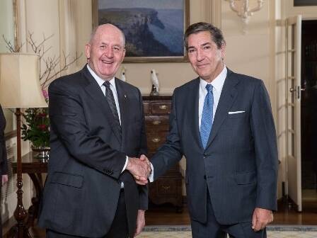 Spain's Ambassador to Australia Manuel Cacho Quesada, with Governor-General Sir Peter Cosgrove. Photo: Supplied