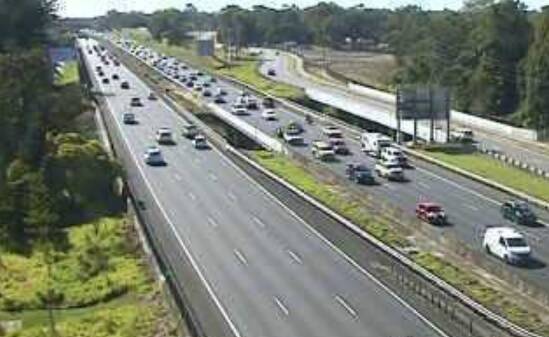 A north-facing traffic camera shows the extent of the Bruce Highway congestion just after 1pm. Photo: Department of Transport and Main Roads
