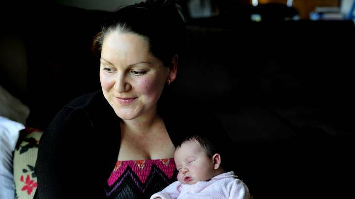 Kelly Stocks of Queanbeyan, NSW gave birth to Lila, home alone, with the assistance of the 000 call centre. Photo: Melissa Adams