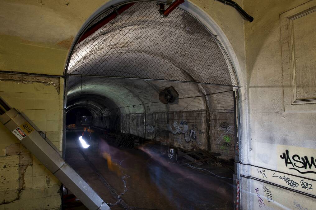 The tunnels sit about 30 metres below street level, snaking beneath Hyde Park and Macquarie Street.  Photo: Christopher Pearce 