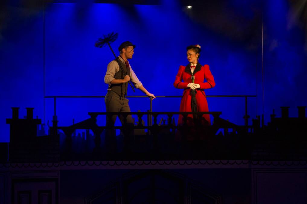 Mary Poppins at the Canberra Theatre (from left) Shaun Rennie as Bert, and Alinta Chidzey as Mary Poppins. Photo: Jamila Toderas