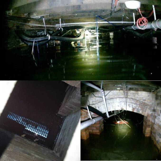 The stagnant water was photographed in the Broadway Hotel's basement. Photo: Supplied