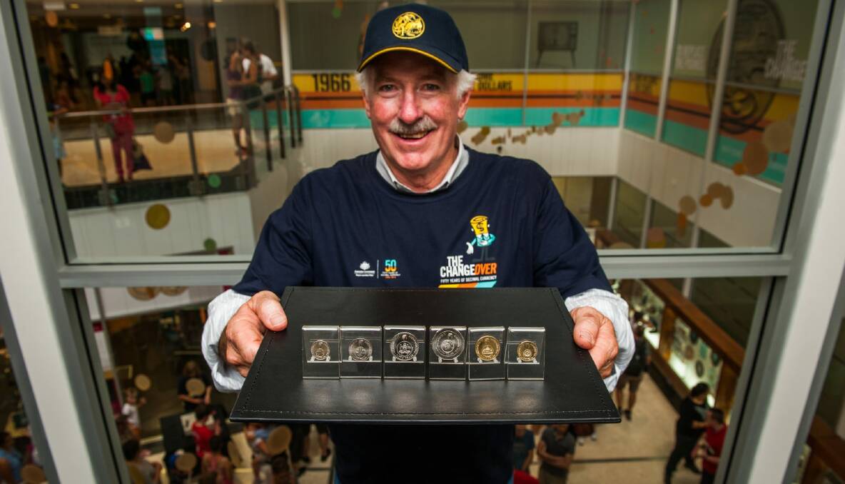 Open day at the Royal Australian Mint with chief executive  Ross McDiarmid and coins that will be released for circulation this year. Photo: Elesa Kurtz