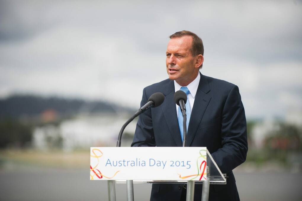 Prime Minister Tony Abbott at the Australia Day citizenship ceremony in Canberra.  Photo:  Rohan Thomson
