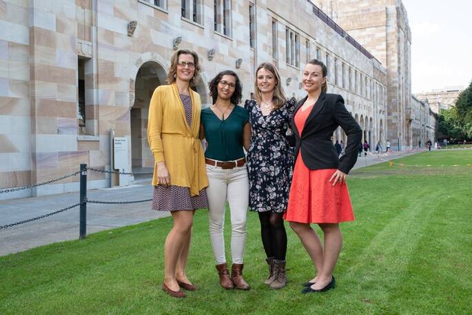 From left: Anna Vinkhuyzen, Bianca Das, Dr Emma Kennedy and Hana Starobova will take part in the Homeward Bound program in 2019. Photo: Supplied.