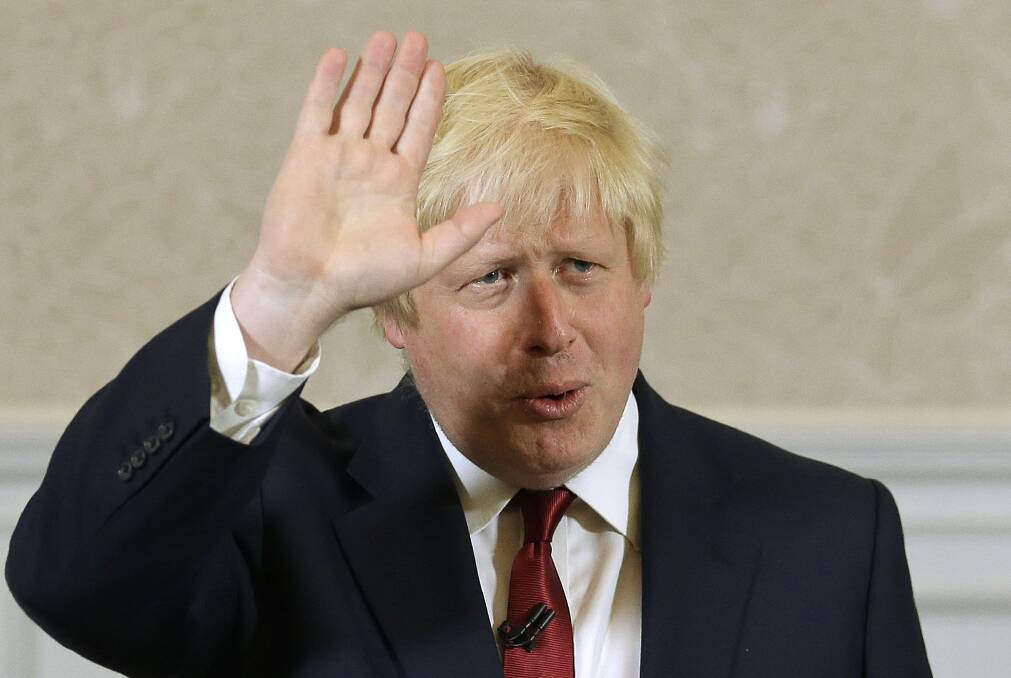 Former London mayor Boris Johnson waves after announcing he will not run for leadership. Photo: AP