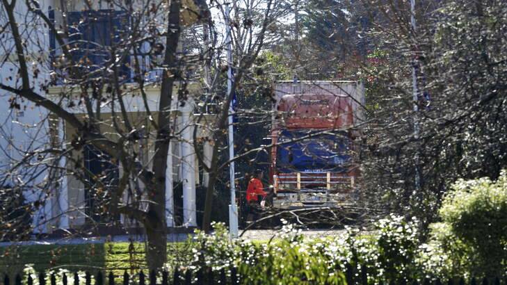 A removalists truck is seen at the Lodge.