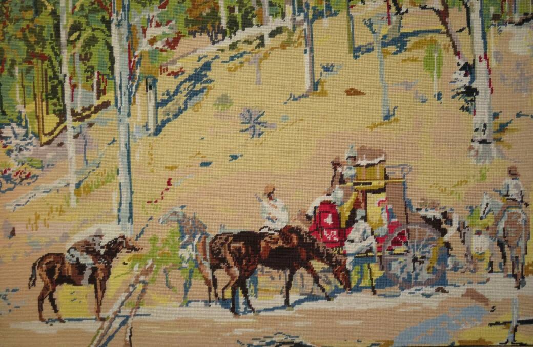Heather Smyth's tapestry of Tom Roberts' Bailed Up. Photo: Supplied