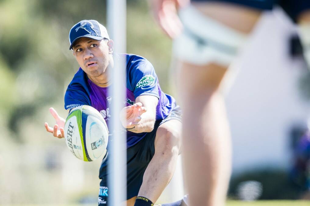 Christian Lealiifano has restarted training with the Brumbies on limited duties. Photo: Stuart Walmsley (rugby.com.au)