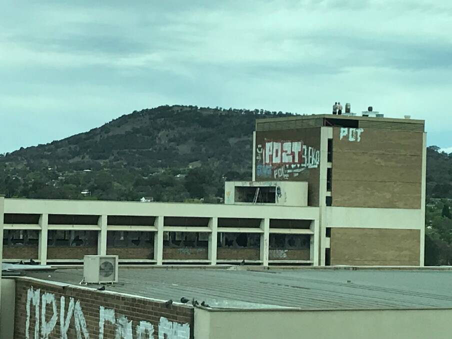 People were spotted again on the roof on Tuesday. Photo: Supplied
