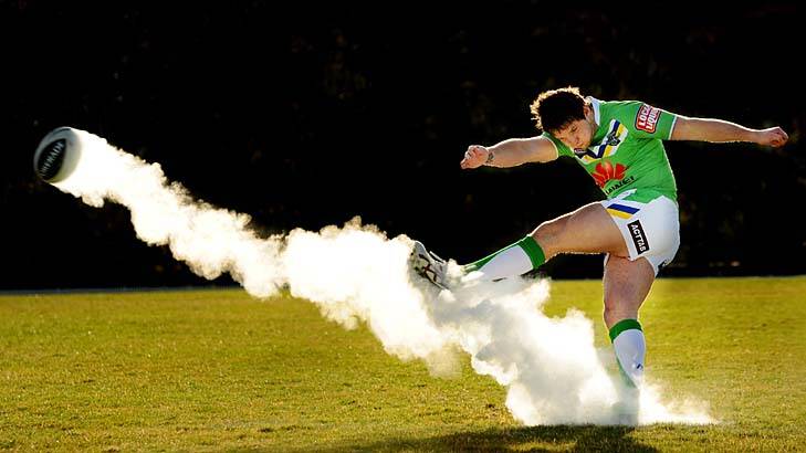 Smokin' ... two years after the most torrid time of his career, Jarrod Croker is favourite to become the NRL's leading pointscorer. He is the fourth Canberra Raider to surpass 200 points in a season. Photo: Colleen Petch