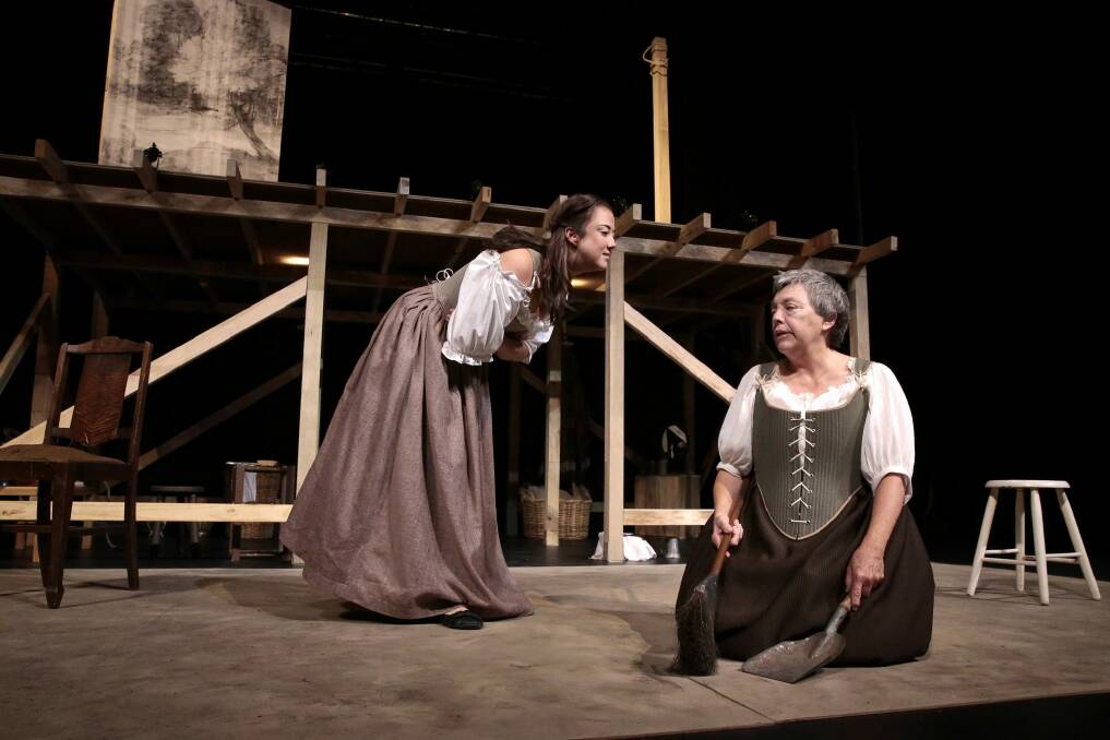 Amy Dunham, left, is Nell Gwynn with Liz Bradley as Doll in a scene from Playhouse Creatures. Photo: Jeffrey Chan