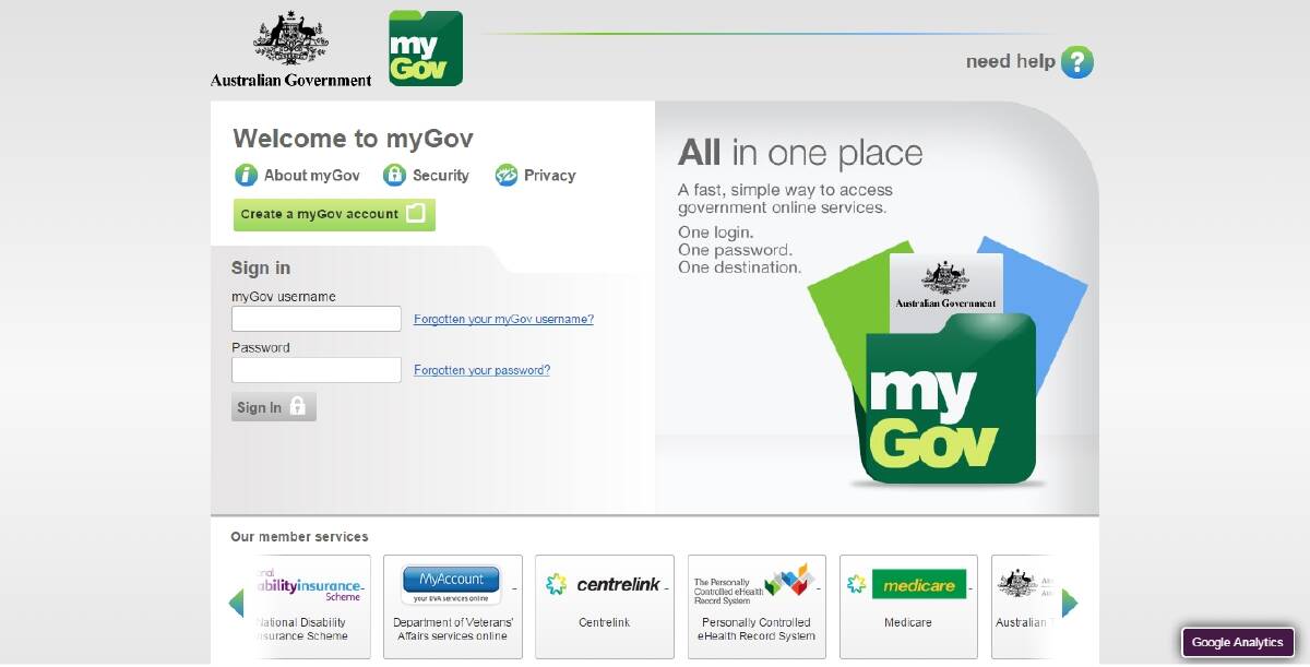 The myGov web portal has won a tick of approval from the National Audit Office. Photo: Screenshot