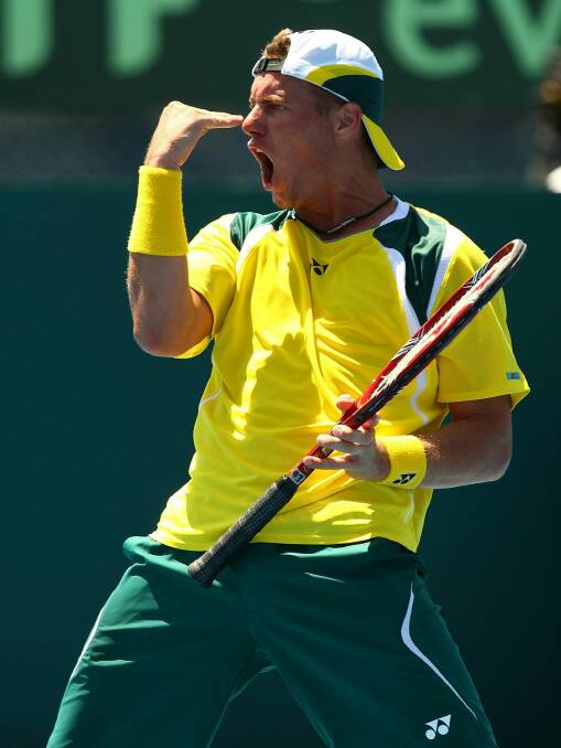 Lleyton Hewitt has only ever played one fellow Aussie at the Australian Open, and he smashed Canberra's Todd Larkham. Photo: Robert Cianflone