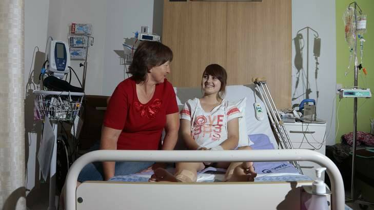 ROOMIER: Adelina Pfeiffer with mum Ruth at Centenary Hospital. Photo: Jeffrey Chan