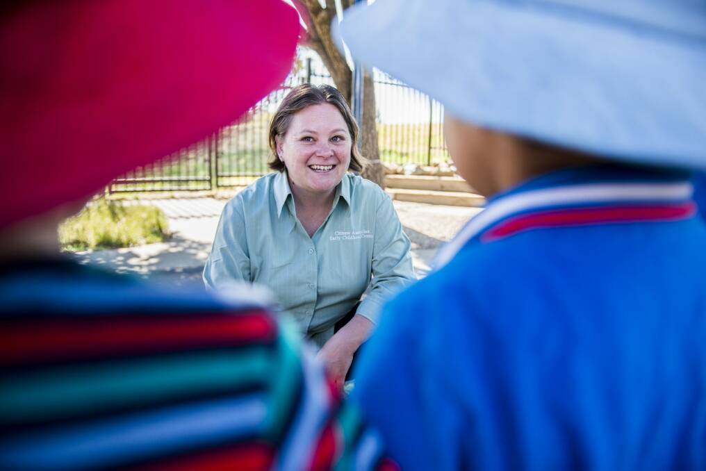 Early childhood educator Amy Brady who earns about $800 a week.  Photo: Rohan Thomson