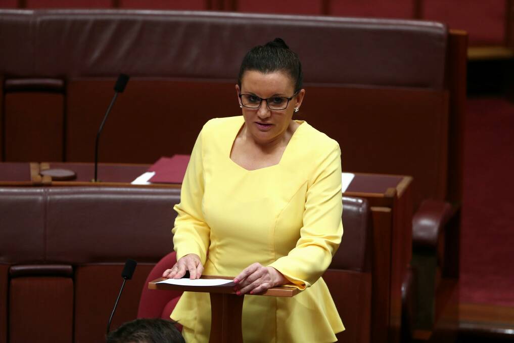 Former senator Jacqui Lambie on her first day in Parliament in 2014.