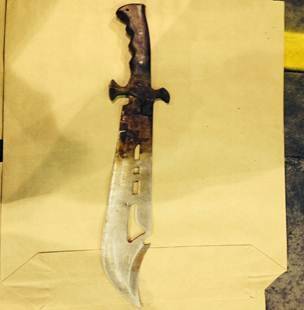 The knife seized in a police search of a vehicle in Casey. Photo: Supplied
