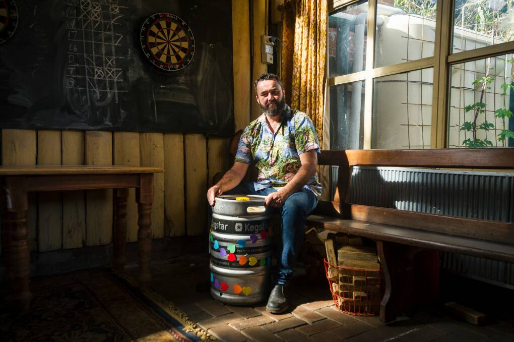Ben Johnston co-owner of Old Canberra Inn will tap the Good Beer Company's special edition Love Squared beer on Sunday. Photo: Dion Georgopoulos