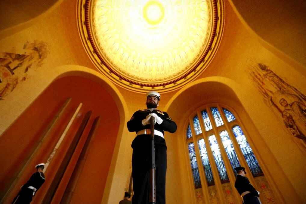 The Catafalque party guards the Tomb of the Unknown Australian Soldier. Photo: Alex Ellinghausen