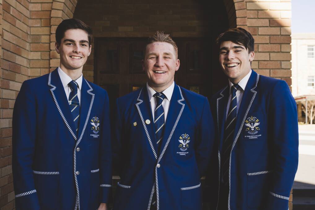 St Edmund's College students (from left) Noah Wright, Zane Hogan and Matt Winchester.  Photo: Jamila Toderas