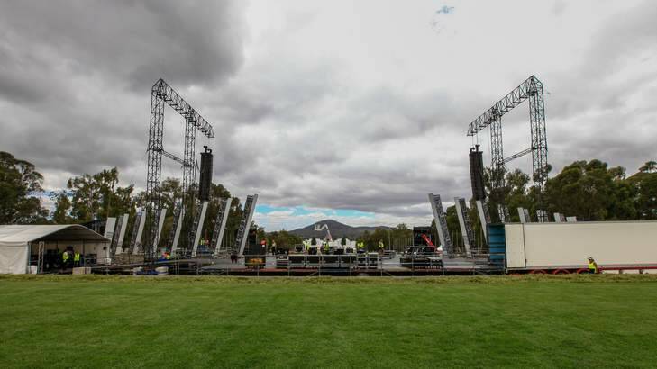 Preparation for Australia Day LIVE on the lawns of Parliament House, Canberra. Photo: Katherine Griffiths