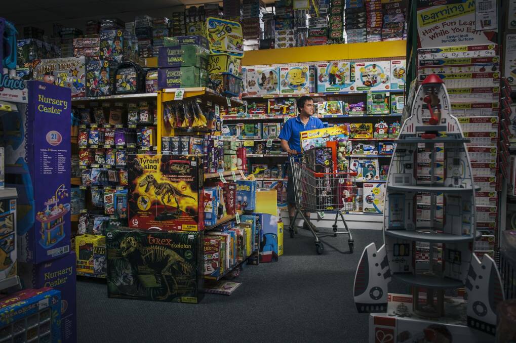 Child's play: Super Toyworld director Geoffrey Morton at  his store in Fyshwick. Photo: Rohan Thomson