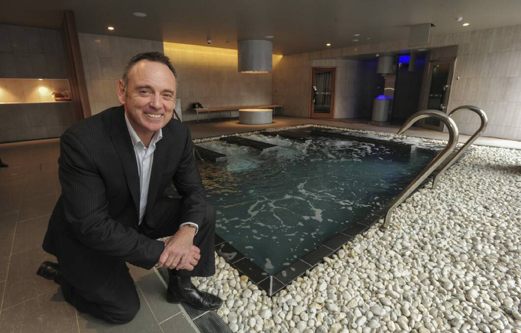 Next Gen general manager Tony Fraser in the spa area of the new Next Gen Canberra gym.  Photo: Graham Tidy
