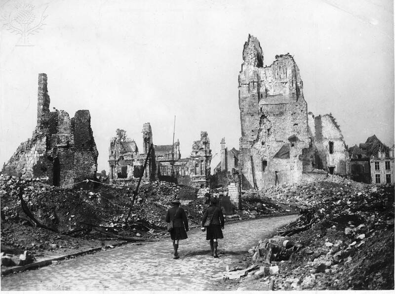 Hotel de Ville, Arras, in ruins.