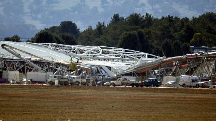 The RAAF aircraft hangar collapse at Fairbairn.