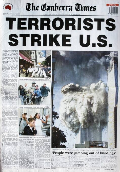 Canberra Times front page from September 12, 2001