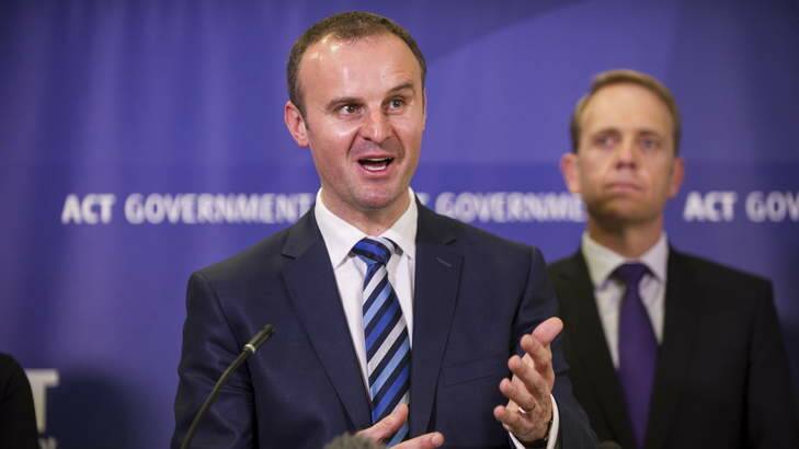 ACT Treasurer Andrew Barr announcing Tuesday's budget. Photo: Rohan Thomson