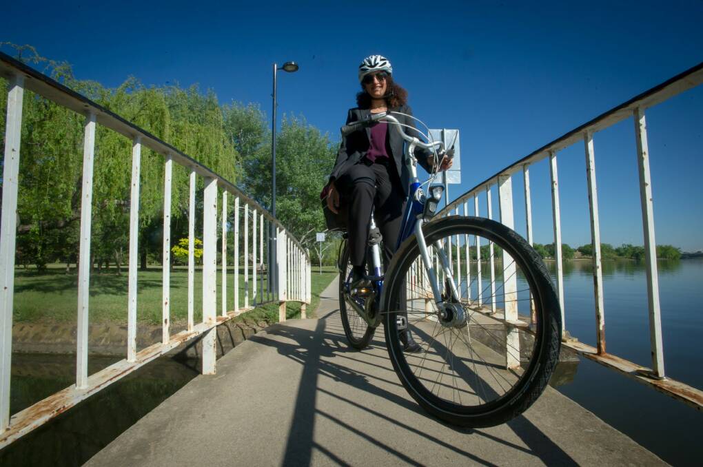 Bella Molloy of Barton is one of the many Canberrans using alternatives to cars to get to work.  Photo: karleen minney