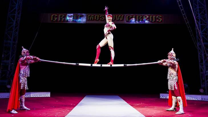 Victor Troupe performers from the Moscow Circus on the  Russian bar. Photo: rohan.thomson.canberratimes@gmai