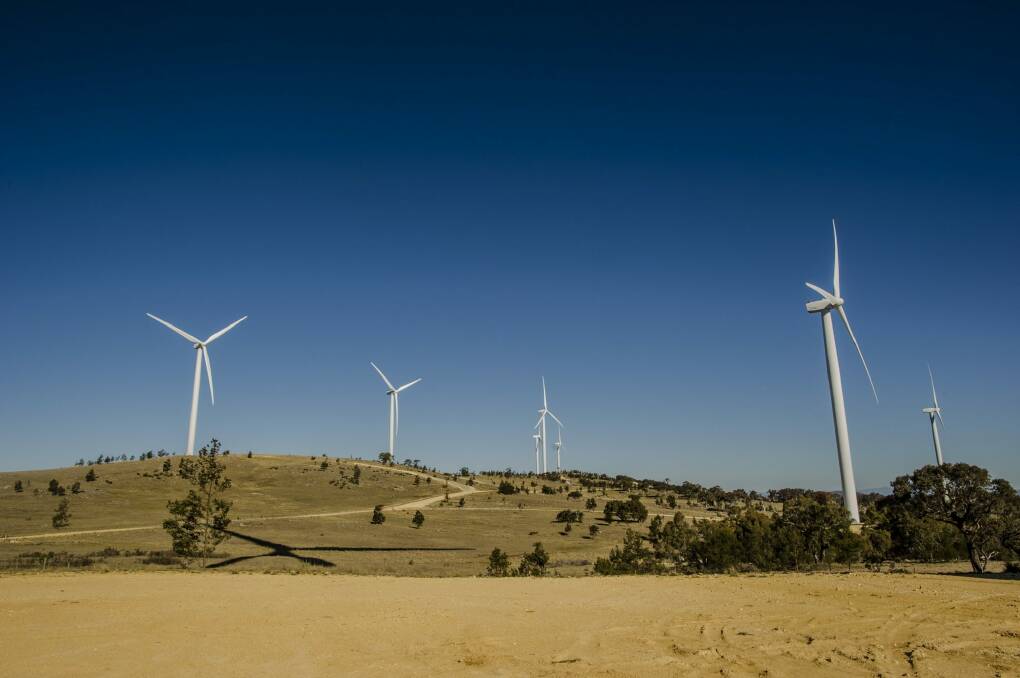 Wind crucial: The Capital Wind Farm in Canberra. Photo: Jamila Toderas